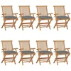 Image de vidaXL Chaises de jardin avec coussins gris lot de 8 Bois teck massif