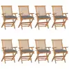 Image de vidaXL Chaises de jardin avec coussins gris lot de 8 Bois teck massif
