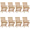 Image de vidaXL Chaises de jardin avec coussins beige lot de 8 Bois teck massif