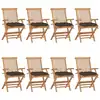 Image de vidaXL Chaises de jardin avec coussins taupe lot de 8 Bois teck massif