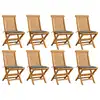 Image de vidaXL Chaises de jardin et coussins gris lot de 8 Bois de teck massif