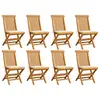 Image de vidaXL Chaises de jardin et coussins crème lot de 8 Bois teck massif
