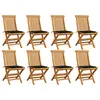 Image de vidaXL Chaises de jardin et coussins noir lot de 8 Bois de teck massif