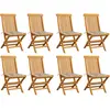 Image de vidaXL Chaises de jardin et coussins à carreaux gris lot de 8 Teck