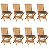 Image de vidaXL Chaises de jardin avec coussins anthracite lot de 8 Teck massif