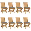 Image de vidaXL Chaises de jardin et coussins gris lot de 8 Bois de teck massif