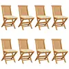 Image de vidaXL Chaises de jardin et coussins blanc crème lot de 8 Teck massif
