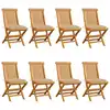 Image de vidaXL Chaises de jardin et coussins beige lot de 8 Bois teck massif