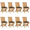Image de vidaXL Chaises de jardin et coussins taupe lot de 8 Bois teck massif