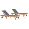Image de vidaXL Chaises longues pliables et roulettes lot de 2 Teck textilène