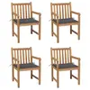 Image de vidaXL Chaises de jardin lot de 4 avec coussins anthracite Teck solide