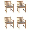Image de vidaXL Chaises de jardin lot de 4 et coussins gris Bois de teck solide