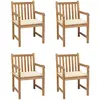 Image de vidaXL Chaises de jardin lot de 4 et coussins crème bois teck solide