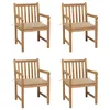 Image de vidaXL Lot de 4 Chaises de Jardin avec Coussins, Sièges de Terrasse, Chaises de Salle à Manger, Meubles de Patio Extérieur, Beige Bois Teck Solide