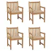 Image de vidaXL Chaises de jardin lot de 4 et coussins beige bois teck solide