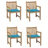 Image de vidaXL Lot de 4 Chaises de Jardin avec Coussins, Sièges de Terrasse, Chaises de Salle à Manger, Meubles de Patio Extérieur, Bleu Bois de Teck Solide