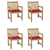 Image de vidaXL Lot de 4 Chaises de Jardin avec Coussins, Sièges de Terrasse, Chaises de Salle à Manger, Meubles de Patio Extérieur, Rouge Bois Teck Solide