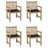 Image de vidaXL Lot de 4 Chaises de Jardin avec Coussins, Sièges de Terrasse, Chaises de Salle à Manger, Meubles de Patio Extérieur, Noir Bois de Teck Solide