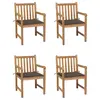 Image de vidaXL Chaises de jardin lot de 4 et coussins taupe bois teck solide