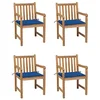 Image de vidaXL Lot de 4 Chaises de Jardin avec Coussins, Sièges de Terrasse, Chaises de Salle à Manger, Meubles de Patio Extérieur, Bleu Royal Bois de Teck