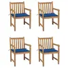 Image de vidaXL Chaises de jardin lot de 4 et coussins bleu royal Bois de teck