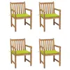 Image de vidaXL Chaises de jardin lot de 4 avec coussins vert vif Bois de teck