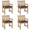 Image de vidaXL Chaises de jardin lot de 4 avec coussins anthracite Teck solide