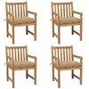Image de vidaXL Lot de 4 Chaises de Jardin avec Coussins, Sièges de Terrasse, Chaises de Salle à Manger, Meubles de Patio Extérieur, Beige Bois Teck Solide