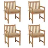 Image de vidaXL Chaises de jardin lot de 4 et coussins beige bois teck solide