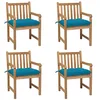 Image de vidaXL Lot de 4 Chaises de Jardin avec Coussins, Sièges de Terrasse, Chaises de Salle à Manger, Meubles de Patio Extérieur, Bleu Clair Teck Solide