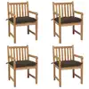Image de vidaXL Chaises de jardin lot de 4 et coussins taupe bois teck solide