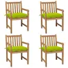 Image de vidaXL Chaises de jardin lot de 4 avec coussins vert vif Teck solide