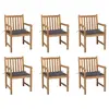Image de vidaXL Chaises de jardin lot de 6 et coussins anthracite Bois de teck