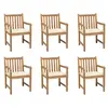 Image de vidaXL Chaises de jardin lot de 6 et coussins crème Bois teck massif