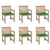 Image de vidaXL Chaises de jardin lot de 6 et coussins vert Bois de teck massif