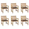 Image de vidaXL Chaises de jardin lot de 6 et coussins taupe Bois teck massif