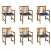 Image de vidaXL Chaises de jardin lot de 6 et coussins bleu royal Bois de teck