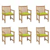 Image de vidaXL Chaises de jardin lot de 6 avec coussins vert vif Bois de teck