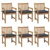 Image de vidaXL Chaises de jardin lot de 6 avec coussins anthracite Teck solide
