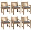 Image de vidaXL Lot de 6 Chaises de Jardin avec Coussins, Sièges de Terrasse, Chaises de Salle à Manger, Meubles de Patio Extérieur, Gris Bois de Teck Solide
