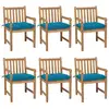 Image de vidaXL Chaises de jardin lot de 6 avec coussins bleu clair Teck solide