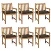 Image de vidaXL Chaises de jardin lot de 6 et coussins taupe bois teck solide