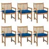 Image de vidaXL Chaises de jardin lot de 6 et coussins bleu Bois de teck solide