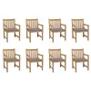 Image de vidaXL Chaises de jardin lot de 8 avec coussins gris Bois teck massif