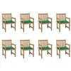 Image de vidaXL Chaises de jardin lot de 8 avec coussins vert Bois teck massif