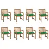Image de vidaXL Chaises de jardin lot de 8 avec coussins vert Bois teck massif