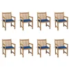 Image de vidaXL Chaises de jardin lot de 8 avec coussins bleu royal Bois teck