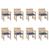 Image de vidaXL Chaises de jardin lot de 8 avec coussins bleu royal Bois teck