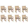 Image de vidaXL Chaises de jardin lot de 8 et coussins carreaux gris Bois teck