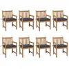 Image de vidaXL Chaises de jardin lot de 8 avec coussins anthracite Teck solide